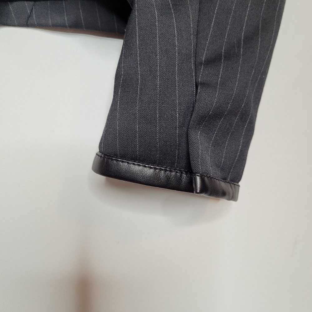 WHBM Single Button Pinstriped Leather Accent Blazer - Picture 11 of 14